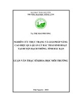 Nghiên cứu thực trạng và giải pháp nâng cao hiệu quả quản lý rác thải sinh hoạt tại huyện Bạch Thông, tỉnh Bắc Kạn (Luận văn thạc sĩ)