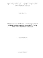 Đề xuất giải pháp nâng cao chất lượng thẩm định dự án công trình nông nghiệp và phát triển nông thôn tỉnh Bắc Giang