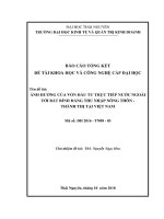 Tên đề tài: ẢNH HƯỞNG CỦA VỐN ĐẦU TƯ TRỰC TIẾP NƯỚC NGOÀI TỚI BẤT BÌNH ĐẲNG THU NHẬP NÔNG THÔN - THÀNH THỊ TẠI VIỆT NAM