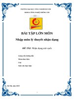 Nhập môn lý thuyết nhận dạng Nhận dạng mã vạch