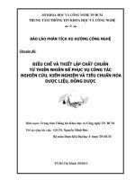 Chuyên đề: ĐIỀU CHẾ VÀ THIẾT LẬP CHẤT CHUẨN TỪ THIÊN NHIÊN ĐỂ PHỤC VỤ CÔNG TÁC NGHIÊN CỨU, KIỂM NGHIỆM VÀ TIÊU CHUẨN HÓA DƯỢC LIỆU, ĐÔNG DƯỢC