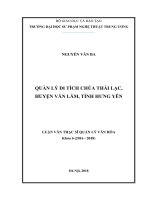Quản lý di tích chùa thái lạc,  xã lạc hồng, huyện văn lâm, tỉnh hưng yên 