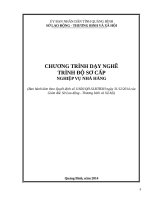 CHƯƠNG TRÌNH DẠY NGHỀ TRÌNH ĐỘ SƠ CẤP NGHIỆP VỤ NHÀ HÀNG