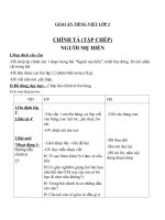 Giáo án Tiếng Việt 2 tuần 8 bài: Chính tả  Tập chép: Người mẹ hiền. Phân biệt aoau, rdgi, uônuông