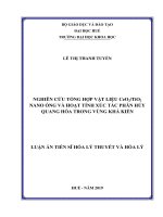 Nghiên cứu tổng hợp vật liệu ceo2tio2 nano ống và hoạt tính xúc tác phân hủy quang hóa trong vùng khả kiến