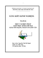 SÁNG KIẾN KINH NGHIỆM một vài BIỆN PHÁP GIÚP học SINH lớp 2 GIẢI tốt DẠNG TOÁN có lời văn