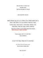 Biện pháp quản lý công tác phối hợp giữa nhà trường và gia đình trong việc giáo dục đạo đức cho học sinh các trường THPT ngoài công lập tỉnh khánh hòa (tt) 