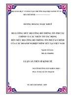 ĐO LƯỜNG mức độ CÔNG bố THÔNG TIN PHI TÀI CHÍNH VÀ CÁC NHÂN tố TÁC ĐỘNG đến mức độ CÔNG bố THÔNG TIN PHI TÀI CHÍNH CỦA CÁC DOANH NGHIỆP NIÊM yết TẠI VIỆT NAM 