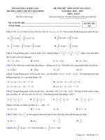 toanmath com   đề thi thử THPT quốc gia 2019 môn toán trường THPT chuyên thái bình lần 3 