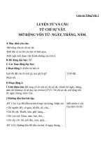 Giáo án Tiếng Việt 2 tuần 4 bài: Luyện từ và câu  Từ chỉ sự vật. Mở rộng vốn từ: Ngày, tháng, năm