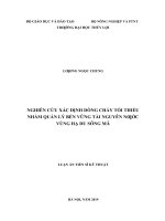 Nghiên cứu xác định dòng chảy tối thiểu nhằm quản lý bền vững tài nguyên nước vùng hạ du sông mã 