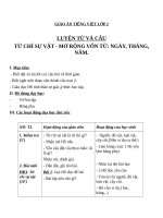 Giáo án Tiếng Việt 2 tuần 4 bài: Luyện từ và câu  Từ chỉ sự vật. Mở rộng vốn từ: Ngày, tháng, năm