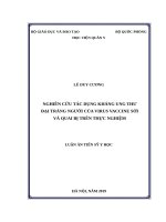 Nghiên cứu tác dụng kháng ung thư đại tràng người của virus vaccine sởi và quai bị trên thực nghiệm 