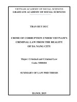 Các tội phạm về tham nhũng theo pháp luật hình sự việt nam từ thực tiễn thành phố đà nẵng tt tiếng anh