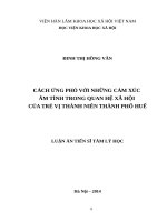 Cách ứng phó với những cảm xúc âm tính trong quan hệ xã hội của trẻ vị thành niên thành phố huế 