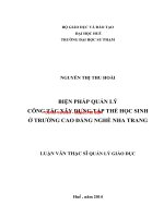 Biện pháp quản lý công tác xây dựng tập thể học sinh ở trường cao đẳng nghề nha trang (tt) 