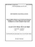 LUẬN VĂN THẠC SĨ: HOÀN THIỆN PHÁP LUẬT VỀ ĐĂNG KÝ DOANH NGHIỆP CỦA NƯỚC CHDCND LÀO TỪ KINH NGHIỆM CỦA NƯỚC CHXHCN VIỆT NAM