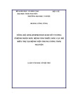 Nồng độ apolipoprotein b huyết tương ở bệnh nhân mắc bệnh tim thiếu máu cục bộ điều trị tại bệnh viện trung ương thái nguyên 
