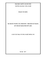 Dự đoán tương tác protein – protein sử dụng kỹ thuật khai phá dữ liệu 