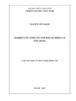 Nghiên cứu tóm tắt văn bản tự động và ứng dụng 