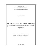 Vai trò của nhân dân trong thực hiện quy chế dân chủ cơ sở ở tỉnh hưng yên hiện nay