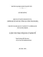 Luận văn thạc sỹ - Quản lý ngân sách xã của chính quyền huyện Tĩnh Gia, tỉnh Thanh Hóa
