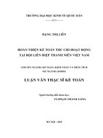 Luận văn thạc sỹ - Hoàn thiện Kế toán thu chi hoạt động tại Hội Liên hiệp Thanh niên Việt Nam