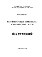 Luận văn thạc sỹ - Phát triển du lịch Homestay tại huyện Sa Pa Tỉnh Lào Cai
