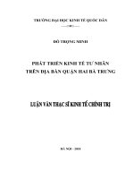 Luận văn thạc sỹ - Phát triển kinh tế tư nhân trên địa bàn quận Hai Bà Trưng