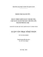 Luận văn thạc sỹ - Hoàn thiện kiểm soát nội bộ thu, chi ngân sách ở huyện Chương Mỹ, thành phố Hà Nội