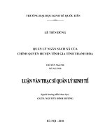 Luận văn thạc sỹ - Quản lý ngân sách xã của chính quyền huyện Tĩnh Gia, tỉnh Thanh Hóa
