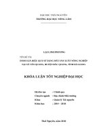 Đánh giá hiệu quả sử dụng đất sản xuất nông nghiệp tại xã tân quang   huyện bắc quang   tỉnh hà giang 