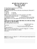 ĐỀ KIỂM TRA CUỐI HỌC KÌ ll MÔN LỊCH SỬ LỚP 5