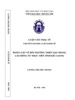 Luận văn thạc sỹ - Pháp luật về bồi thường thiệt hại trong lao động từ thực tiễn tỉnh Bắc Giang