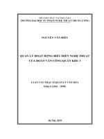 Quản lý hoạt động biểu diễn nghệ thuật của đoàn văn công quân khu 3 