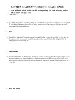 KẾT QUẢ KHẢO sát THÔNG TIN KHÁCH HÀNG