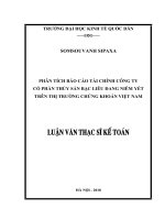 Luận văn thạc sỹ - Phân tích báo cáo tài chính của Công ty Cổ phần thủy sản Bạc Liêu niêm yết trên thị trường chứng khoán Việt Nam