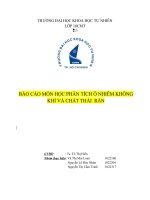 BÁO CÁO MÔN HỌC PHÂN TÍCH Ô NHIỄM KHÔNG KHÍ VÀ CHẤT THẢI  RẮN
