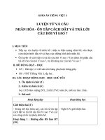 Giáo án Tiếng Việt 3 tuần 25 bài: Luyện từ và câu  Nhân hóa. Ôn tập cách đặt và trả lời câu hỏi Vì sao?