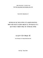 Luận văn thạc sỹ - Đánh giá sự hài lòng của khách hàng đối với chất lượng dịch vụ tín dụng của Quỹ phát triển phụ nữ Hà Tĩnh