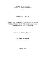 Luận văn thạc sỹ - Nghiên cứu tác động của rủi ro tín dụng tới an toàn thanh khoản tại Ngân hàng Nông Nghiệp và phát triển Việt Nam