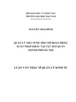 Luận văn thạc sỹ - Quản lý nhà nước đối với hoạt động xuất nhập khẩu tại Cục Hải quan thành phố Hà Nội