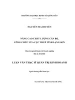 Luận văn thạc sỹ - Nâng cao chất lượng cán bộ, công chức của Cục Thuế tỉnh Lạng Sơn