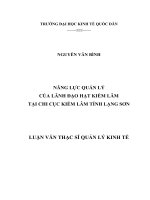 Luận văn thạc sỹ - Năng lực quản lý của lãnh đạo hạt kiểm lâm tại Chi cục Kiểm lâm tỉnh Lạng Sơn