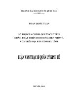 Luận văn thạc sỹ - Hỗ trợ của chính quyền cấp tỉnh nhằm phát triển doanh nghiệp nhỏ và vừa trên địa bàn tỉnh Hà Tĩnh