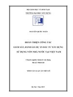 Hoàn thiện công tác giám sát, đánh giá dự án đầu tư xây dựng sử dụng vốn nhà nước tại việt nam tt 