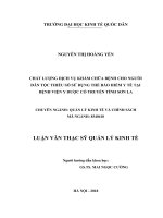 Luận văn thạc sỹ - Chất lượng dịch vụ khám chữa bệnh cho người dân tộc thiểu số sử dụng thẻ bảo hiểm y tế tại Bệnh viện Y dược cổ truyền tỉnh Sơn La