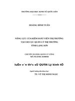 Luận văn thạc sỹ - Năng lực của kiểm soát viên thị trường tại Chi cục Quản lý thị trường tỉnh Lạng Sơn