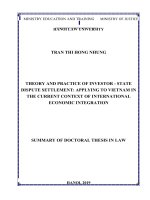 Lý luận và thực tiễn giải quyết tranh chấp giữa nhà đầu tư nước ngoài và quốc gia tiếp nhận đầu tư tt tiếng anh 