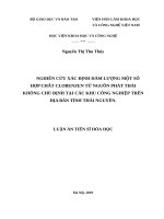 Nghiên cứu xác định hàm lượng một số hợp chất clobenzen từ các nguồn phát thải không chủ định tại các khu công nghiệp thái nguyên 